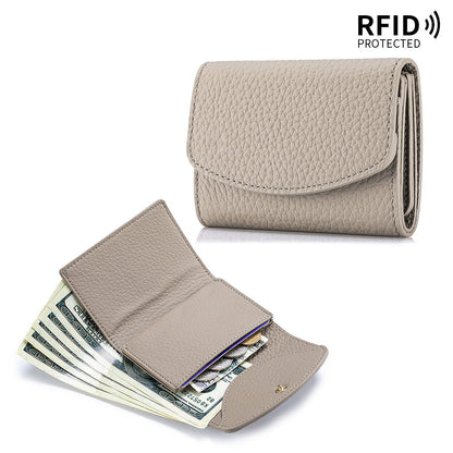 Japanese-style Short Wallet For Women Made From Top-layer Cowhide With A Premium Feel