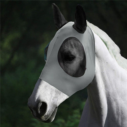 Lycra Horse Fly Mask With Ears Comfort Fit Mesh Trail Pasture Sun UV Protection