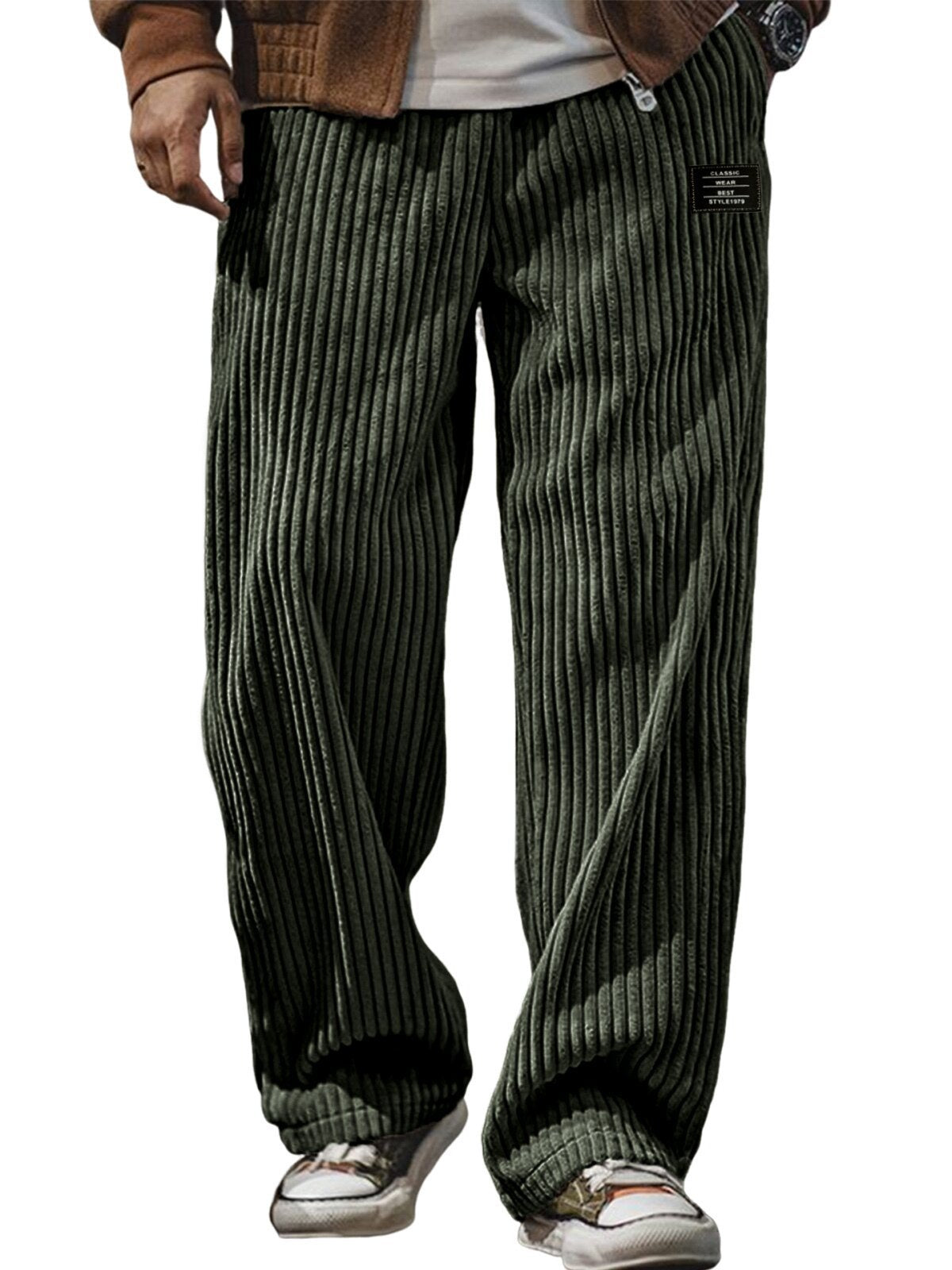 Pocket-embroidered Black-label Loose Straight-leg Casual Pants