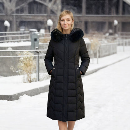 Loose-fit Stand-collar Solid-color Cotton-padded Long Coat