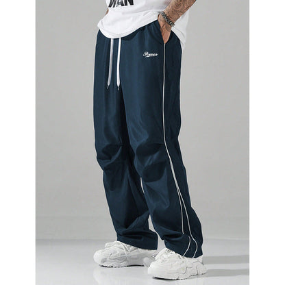 Mens Loose-Fit Straight-Leg Sports Casual Pants