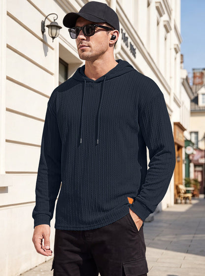 Mens Jacquard Half-zip Hoodie Pullover Knitwear
