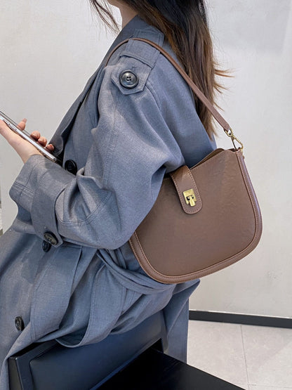 Minimalist Fashion Light Luxury Saddle Bag Genuine Leather Handbag Versatile Handheld Cowhide Shoulder Crossbody Bag Underarm Bag