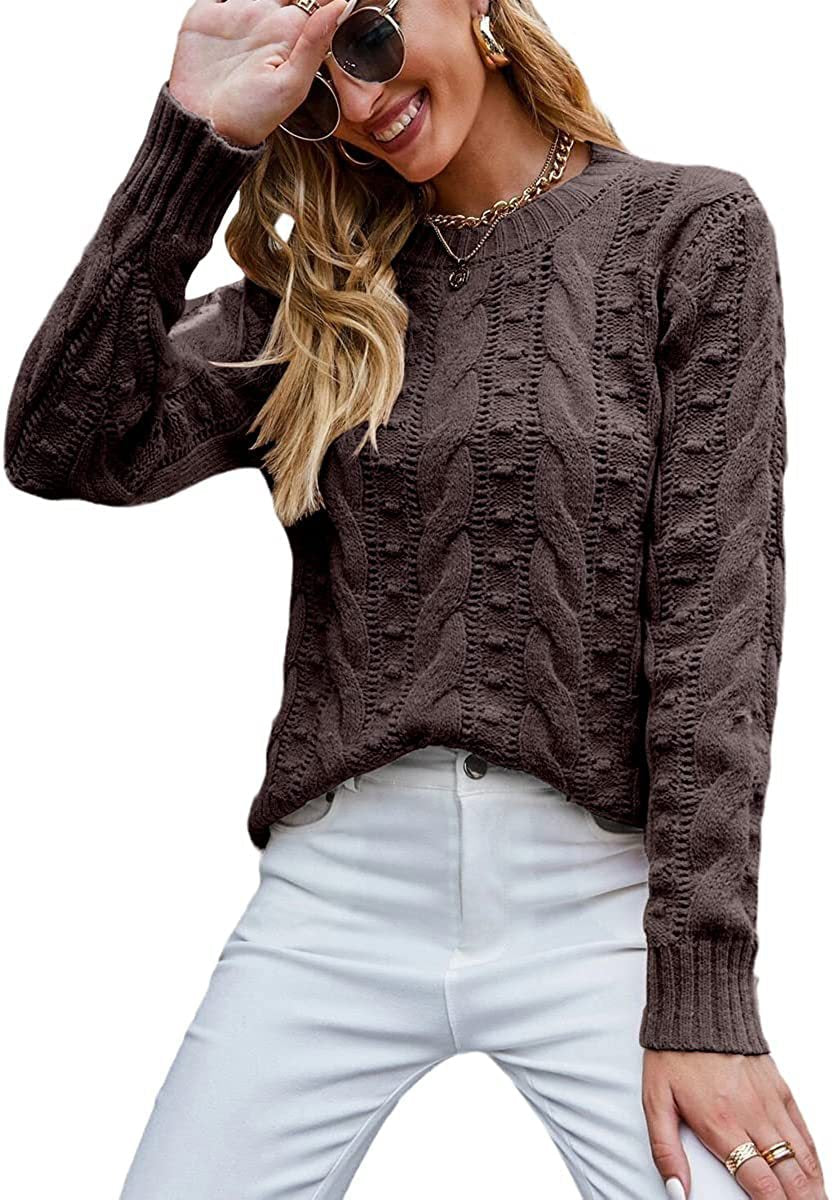 Pullover Long-sleeve Cable-knit Sweater For Women