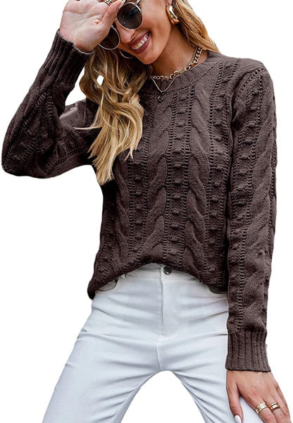 Pullover Long-sleeve Cable-knit Sweater For Women