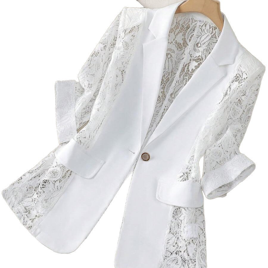 Fashionable Lace-Panel Blazer For Women
