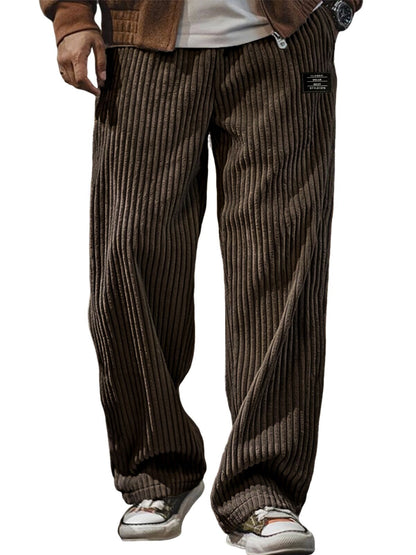 Pocket-embroidered Black-label Loose Straight-leg Casual Pants
