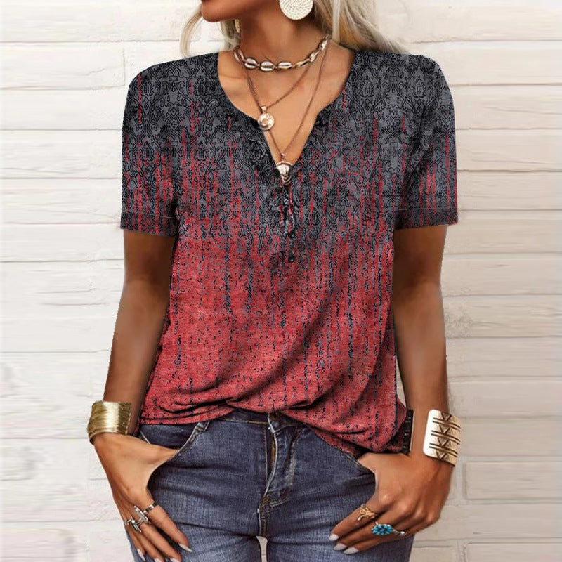 2026 Spring Summer European And American New Women's Short Sleeved Printed Casual Fashion Versatile Short Sleeved T-shirt