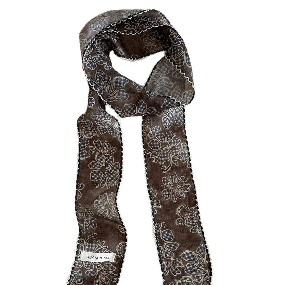 Korean-style Retro Floral Long Silk Scarf