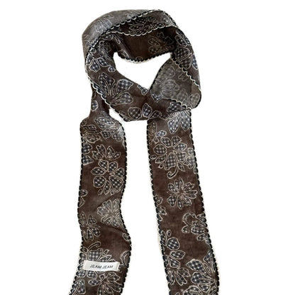 Korean-style Retro Floral Long Silk Scarf