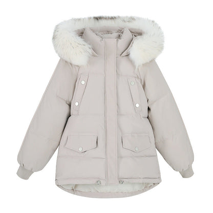Women's Cotton-padded Coat With A Thickened Large Fur Collar