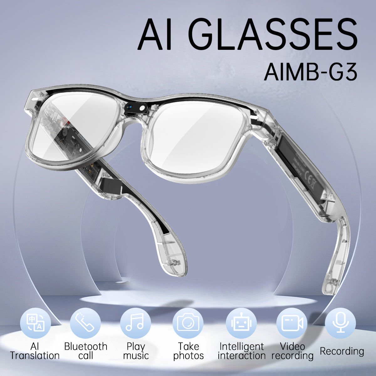 8MP AI Smart Glasses Bluetooth Sunglasses For Music Calling Translation G3