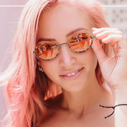 Oval Small-frame Sunglasses Steampunk Metal Sunglasses