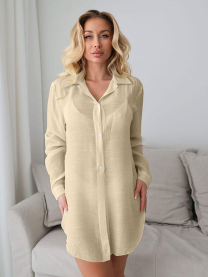 Womens Long-sleeved Cardigan Sun-protection Beach Shirt