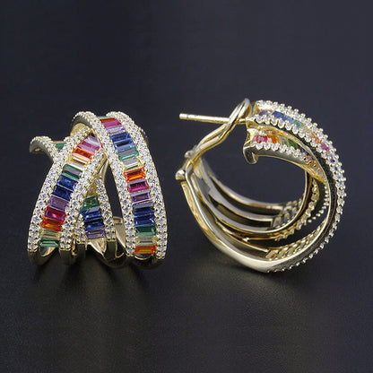 4064 S925 Silver Zircon Earrings
