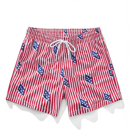 Casual Mens Wide-leg Printed Pinhole Shorts