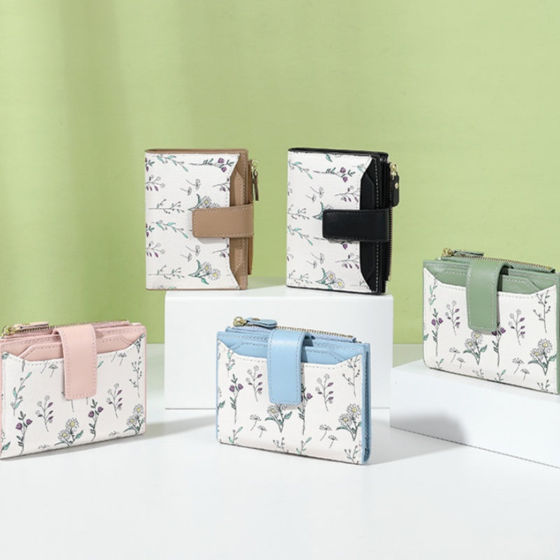 Womens Multifunctional Floral Short Wallet