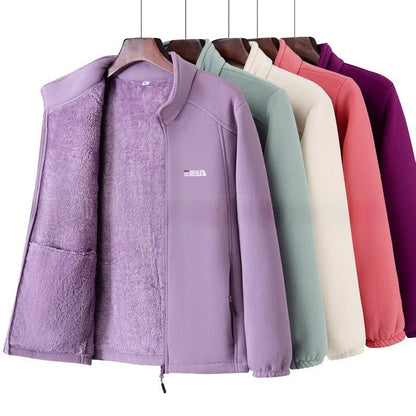 Fleece-lined Heavyweight Polar Fleece Windproof And Warm Stand-collar Jacket