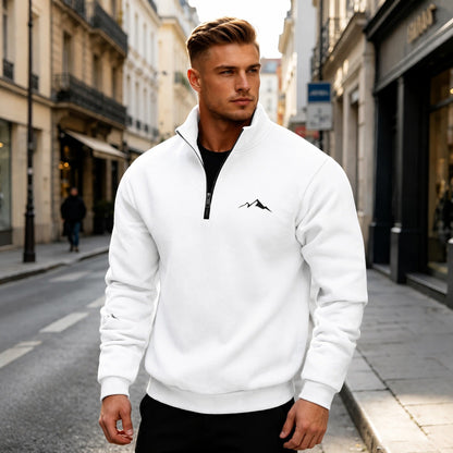 Mid-length Loose-fit Zip-up Casual Hoodie With A Stand-up Collar And Hood