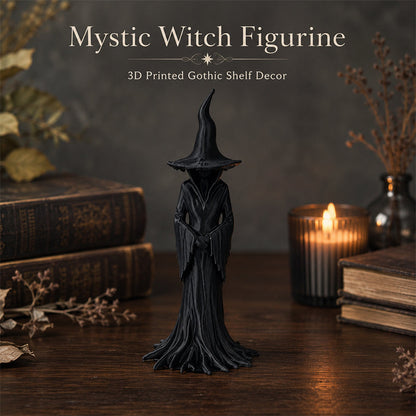 1PC Gothic Witch Figurine, 3D Printed Black Shelf Decor Statue For Desk, Shelf And Halloween Room Decor