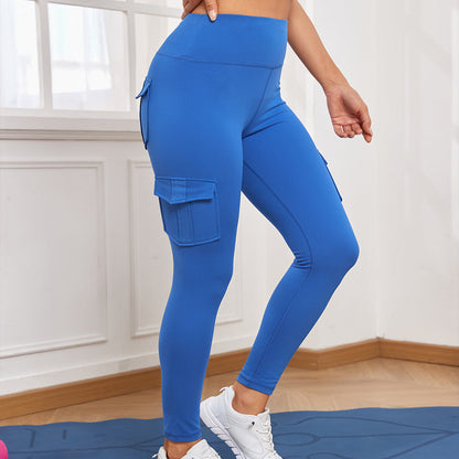 Multi-Pocket Sports Brushed Naked-Feel Yoga Slimming Tight Leggings For Women With High Waist And Fitness Sweat-Wicking Multi-Pocket Design