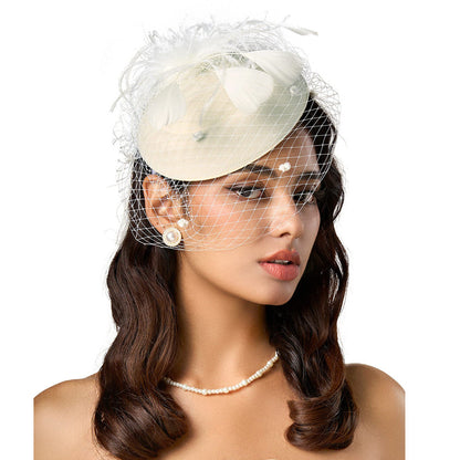 Hairband Decoration European And American Ladies Top Hat Horse Racing Feather Hair Accessories