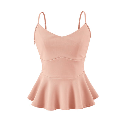 Cropped Ruffled-waistline Slim-fit Camisole Top