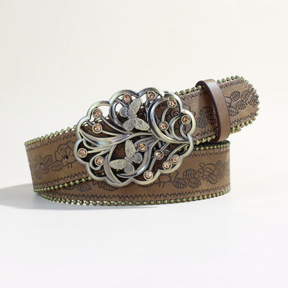 Casual Fashion Youth Leather Belt With A Snap Buckle Punk Style