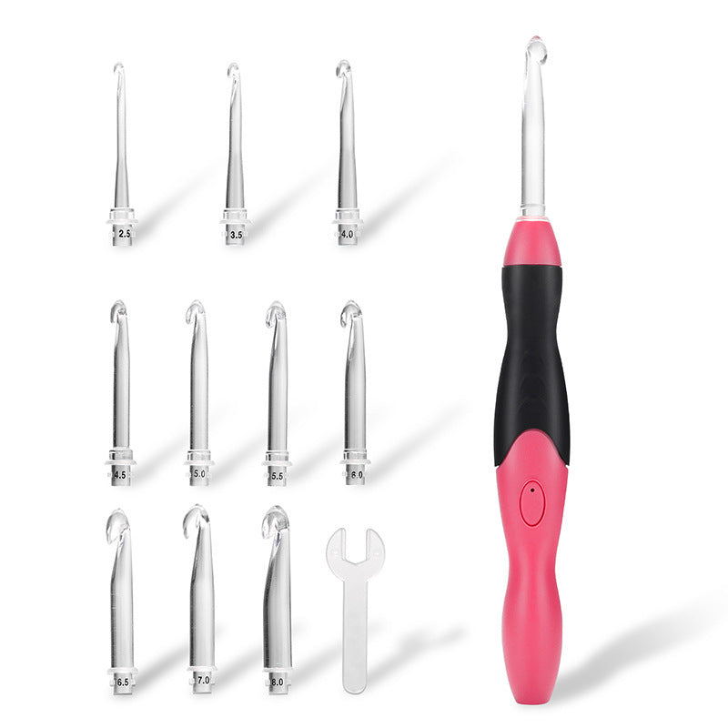 Rechargeable Light Crochet Hook, Interchangeable Needle Set