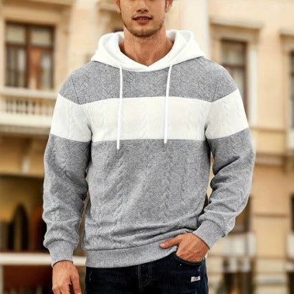 Mens Color-Block Loose-Fit Jacquard Sweatshirt