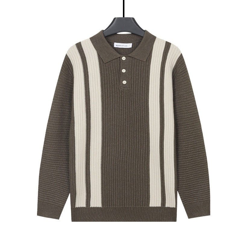 Mens Long-sleeve Knitted Casual Warm Top