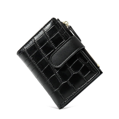 Simple Retro Solid Color Zipper Clasp Mini Short Wallet