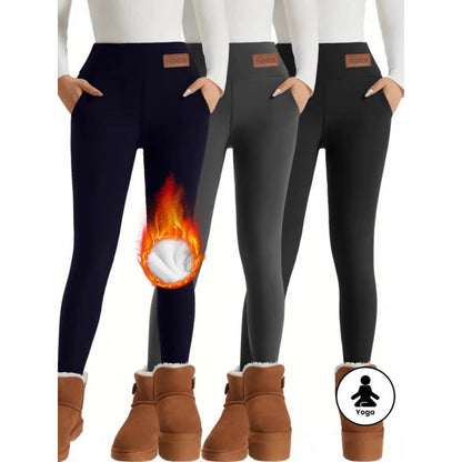 Women's High Waist Warm Fleece Lined Leggings