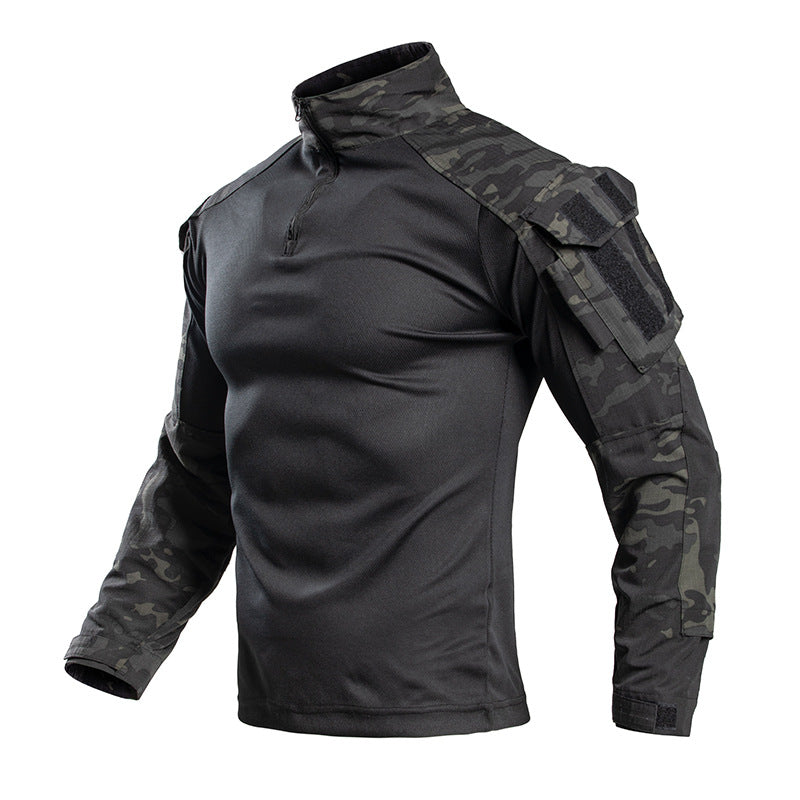 Frog Suit Camouflage Summer Long-Sleeved T-Shirt With Stand-Up Collar Sportswear Outdoor Leisure Sports Tactical Shirt