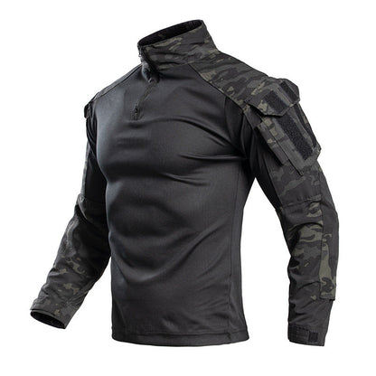 Frog Suit Camouflage Summer Long-Sleeved T-Shirt With Stand-Up Collar Sportswear Outdoor Leisure Sports Tactical Shirt