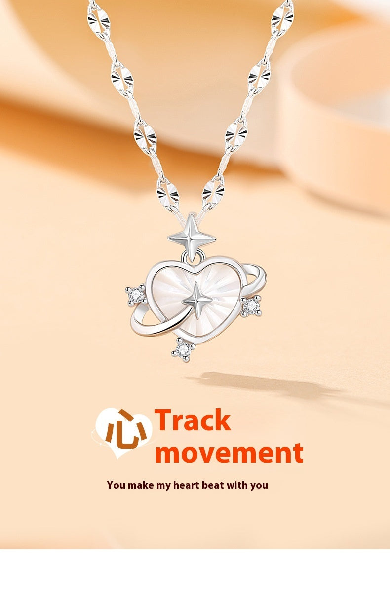 Senz Track Sterling Silver Heart Clavicle Chain