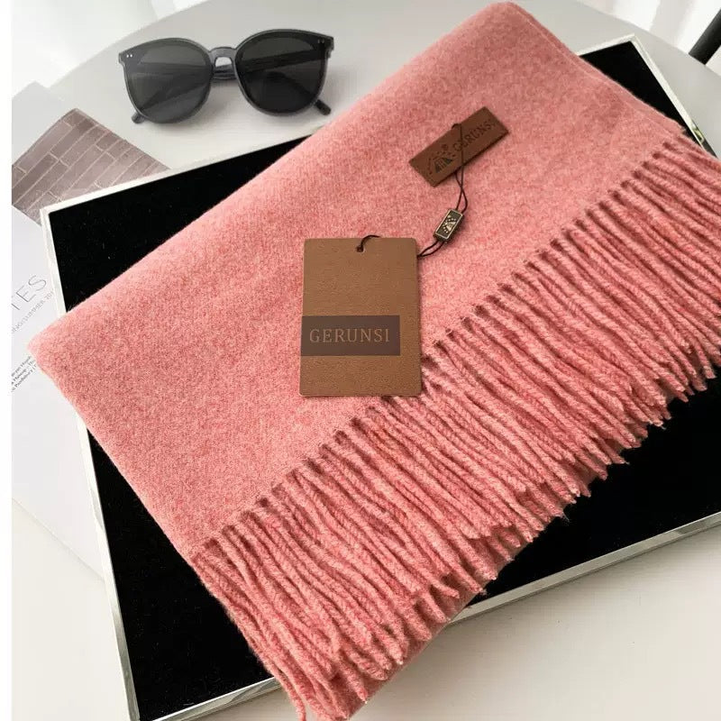 Womens Thickened Fashionable Solid-Color Tassel Scarf