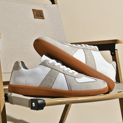 Top Layer Pigskin Leather Sneaker Japanese Canvas Retro Sports Couple Casual Shoes