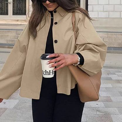 French-style Khaki Workwear Trench Coat Loose-fitting Mid-length