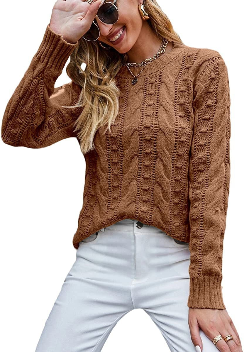 Pullover Long-sleeve Cable-knit Sweater For Women