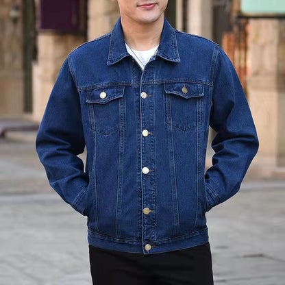 Mens Relaxed-fit Denim Jacket Casual Workwear Style