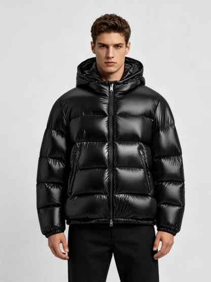 Mens Hooded Cotton Padded Jacket Casual And Warm European American Style Outerwear