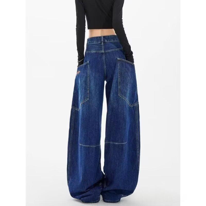 Womens Straight-Leg Loose Washed Distressed Jeans