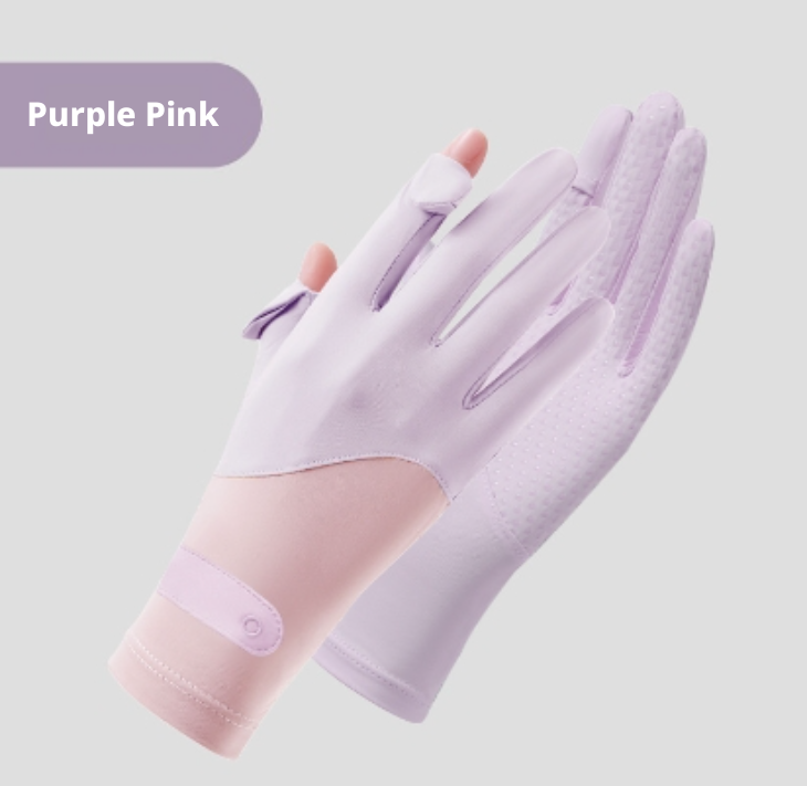 Ice silk sunscreen gloves-black and purple-1 pair