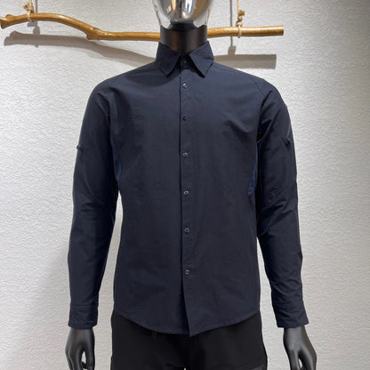 Men Technical Outdoor Quick Dry Long Sleeve Shirt Ventilated Underarm Mesh Zipper Sleeve Pocket Convertible Sleeve Travel Trekking Casual Shirt