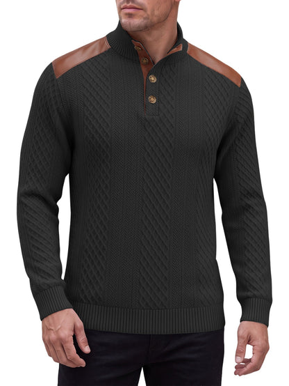 Stand-collar Knit Top With Spliced Shoulders And Sporty Sleeve Long Sleeves