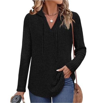 Long-sleeved Ribbed Brushed T-shirt Loose Fit