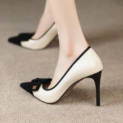 New French Style Bow High Heels, Elegant Women Stiletto Pointed Toe Pumps, Fast Shipping Within Days