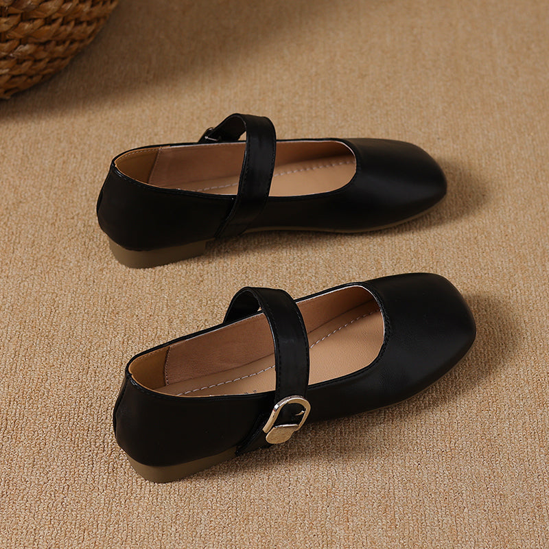 Women's Square Toe Vintage Low Cut Mary Jane Flats, 2026 Spring Autumn New Arrival, Elegant Commuter Fashion Buckle Strap Dress Shoes