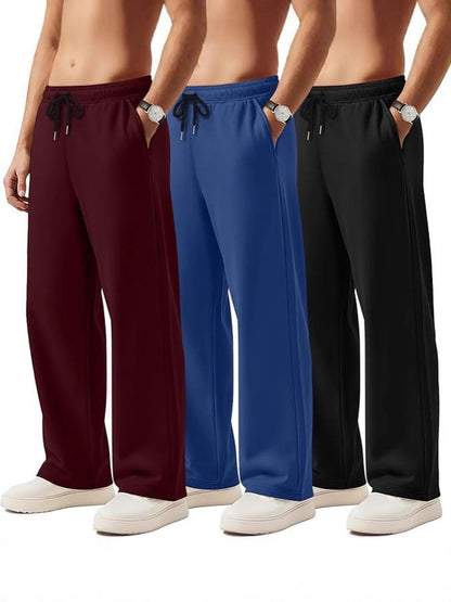 Mens Solid-Color Drawstring Straight-Leg Sweatpants